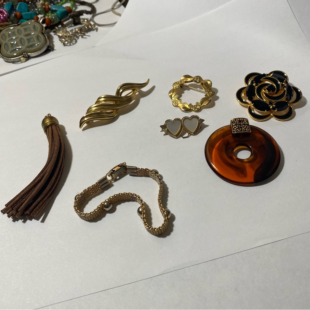Misc. Jewelry Pieces - Broche - Pendant - Bracelet - Pin - Tassel